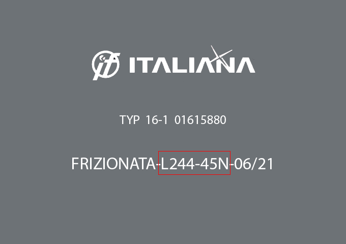 Italiana Ferramenta label with reference and power indication.