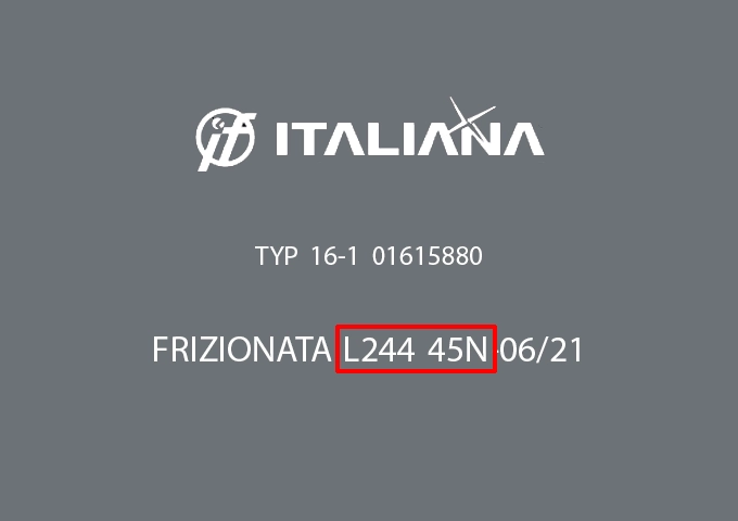 Italiana Ferramenta label with reference and power indication.