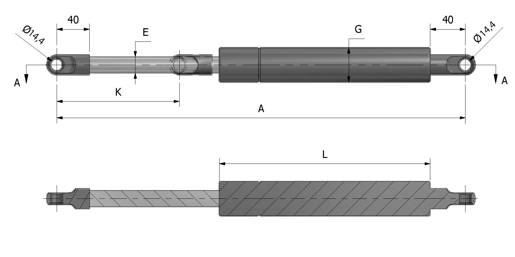 Alt. gasveer Stabilus Lift-o-mat 096083 2400N