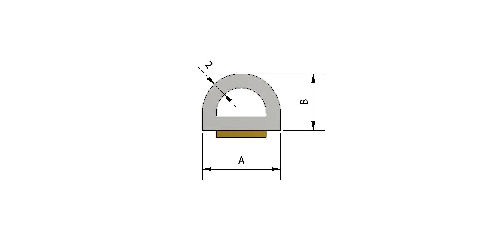 Technische tekening van Rubber afdichting, zelfklevend halve bol met referentienummer 220465