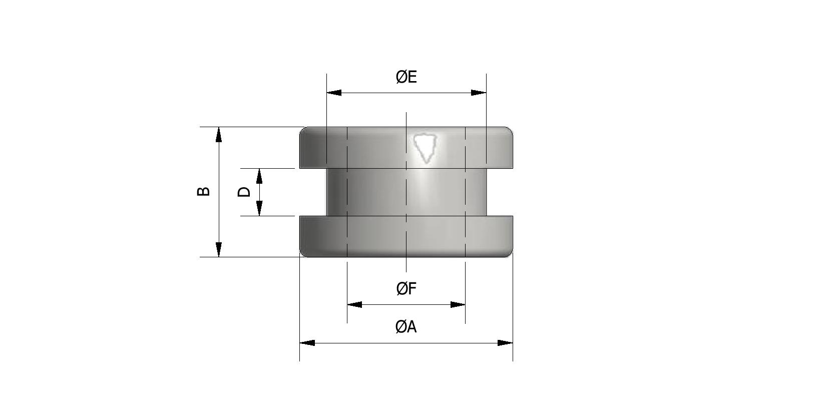 Technische tekening van Kabelring, rubber, Ø13,5 mm met referentienummer 245029