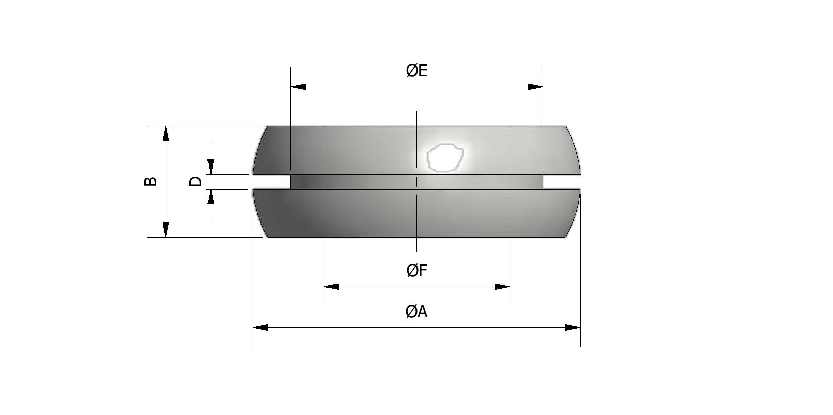 Technische tekening van Kabelring, rubber, Ø34 mm met referentienummer 245035