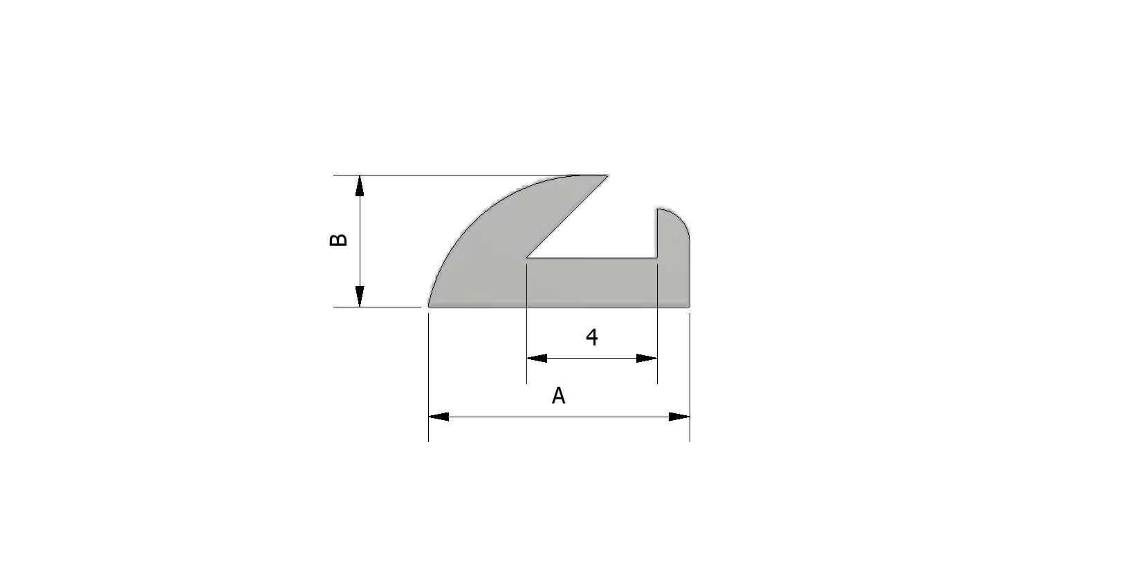 Dessin technique - Profil de latéral, 8x5 mm avec numéro de référence 220450