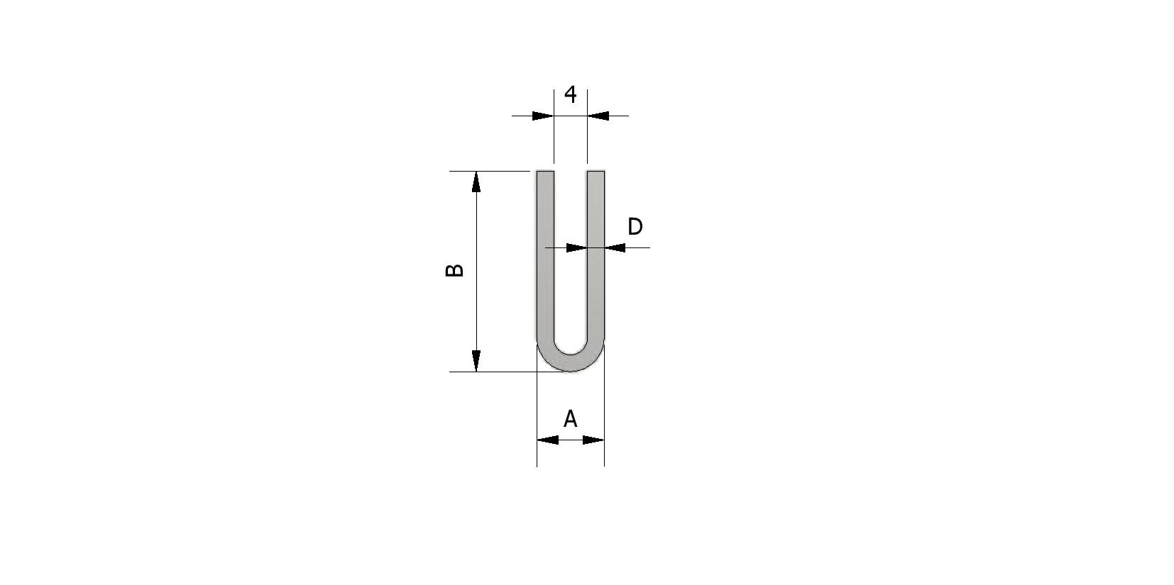 Technische tekening van U-profiel EPDM, 24x8x2 mm met referentienummer 220060