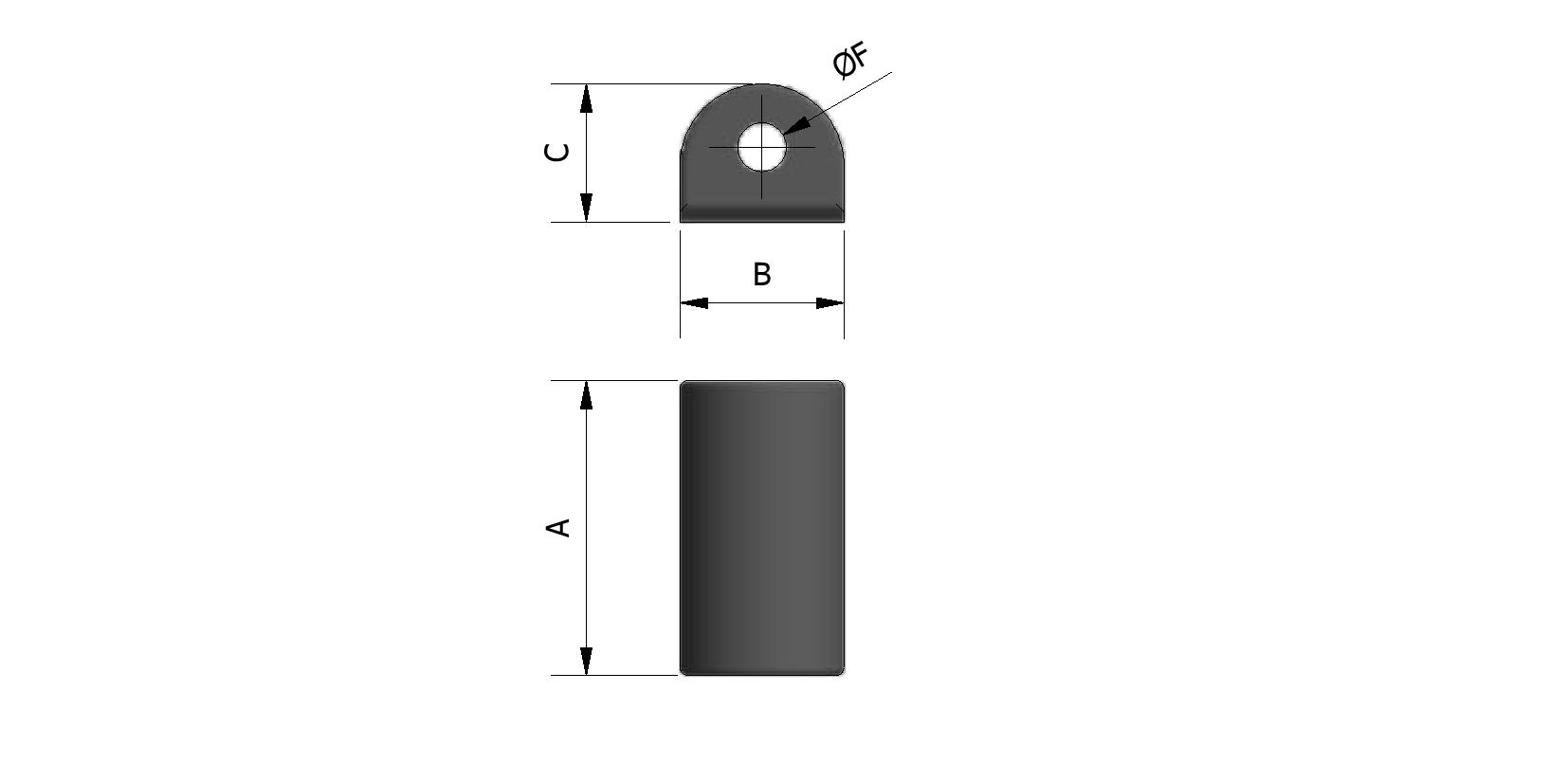 Dessin technique - Bouchon en PVC pour verrou à ressort avec numéro de référence 411110