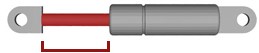 Image illustrating the length of the gas spring stroke