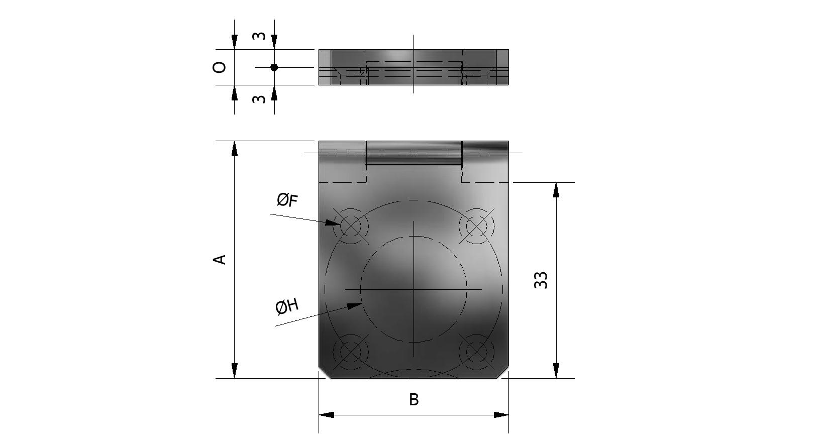 Technical image of Escutcheon, rectangular, 40x32 mm with reference number 470015