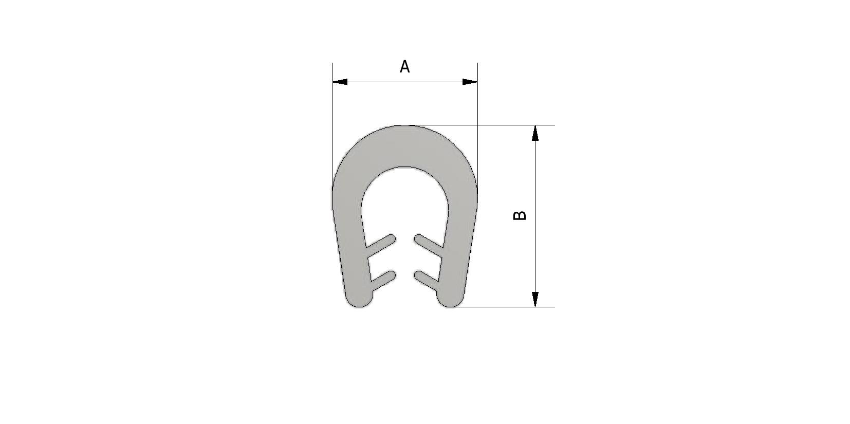 Technische tekening van Kantafwerkprofiel rubber, EPDM met referentienummer 225210