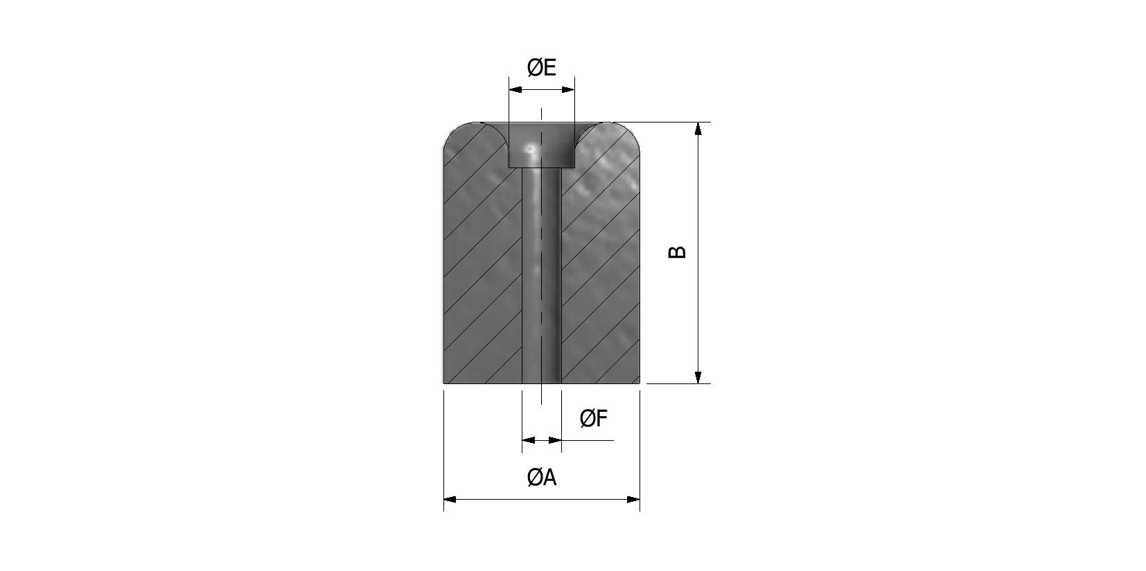 Technische Zeichnung von Rundpuffer, Ø30x40mm Mit Referenznummer 295210