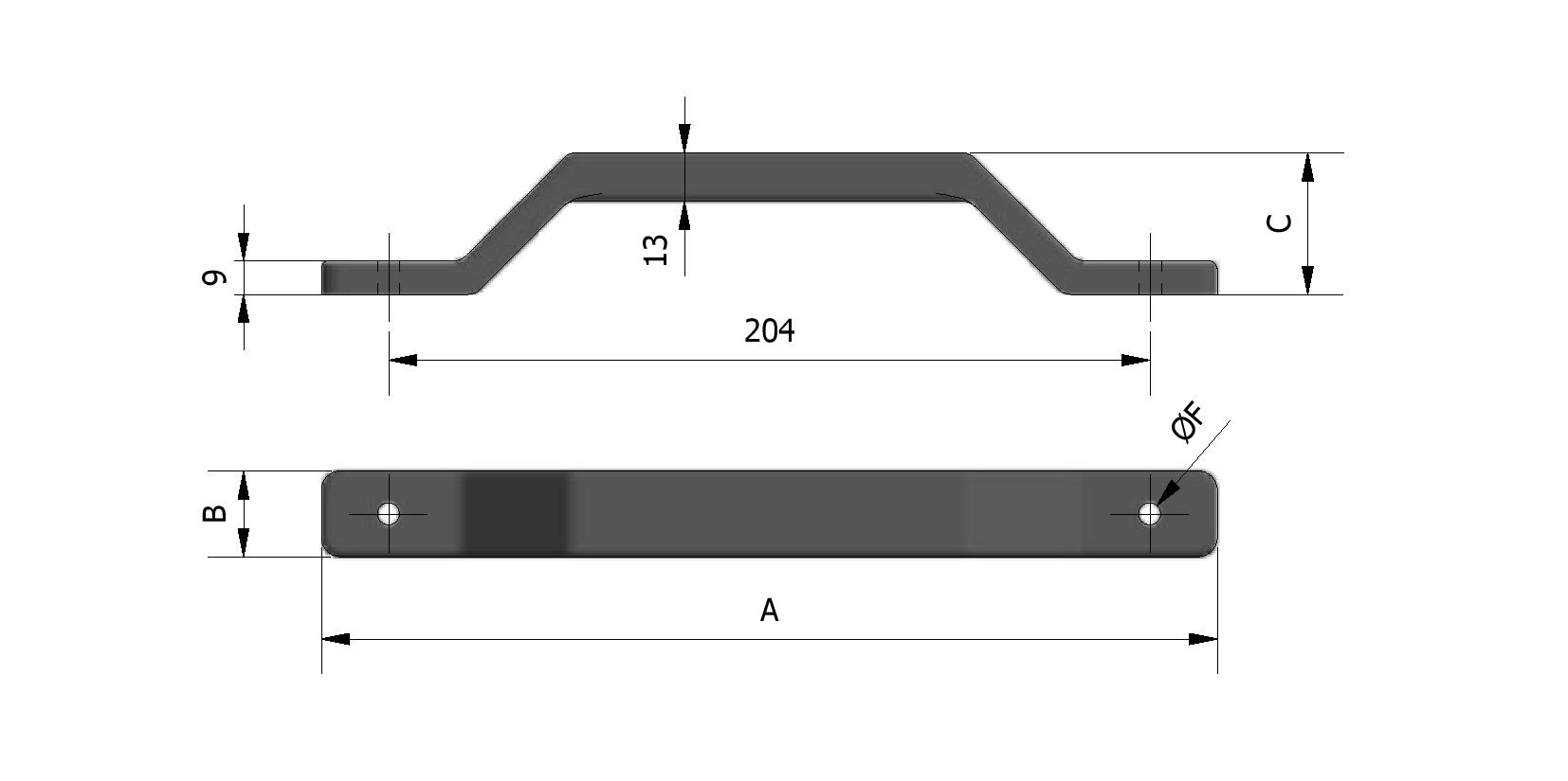 Technische Zeichnung von Handgriff, Medium Modell Mit Referenznummer 431018