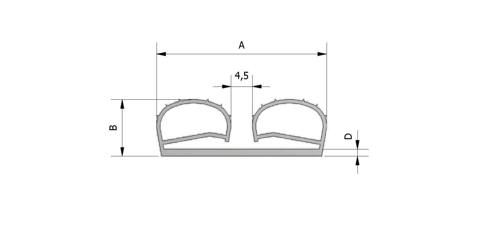 Technische tekening van Containerrubber, breedte 36mm met referentienummer 220611