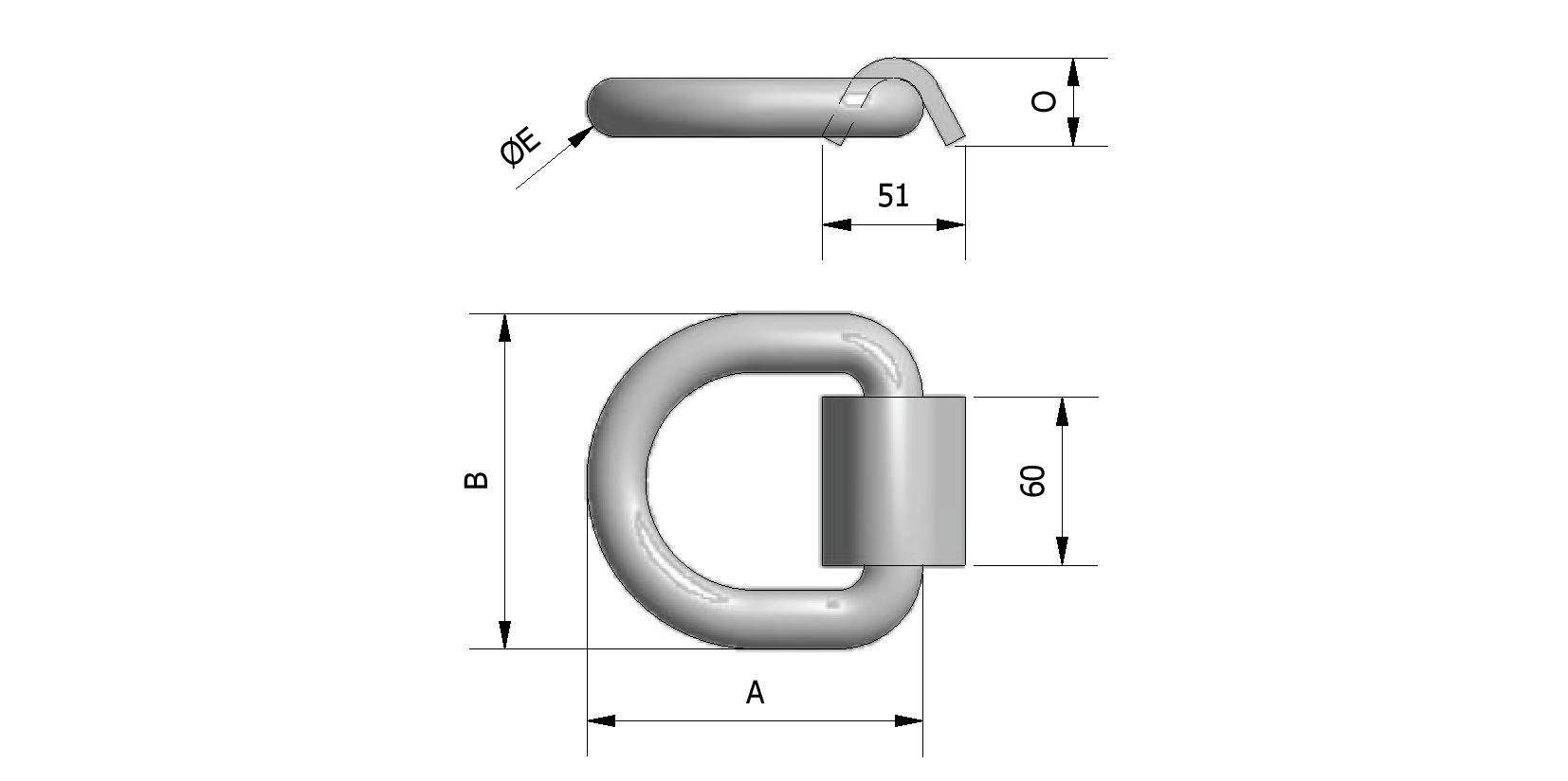 Dessin technique - Anneau d'arrimage pivotant, capacité 7 tonne avec numéro de référence 551078