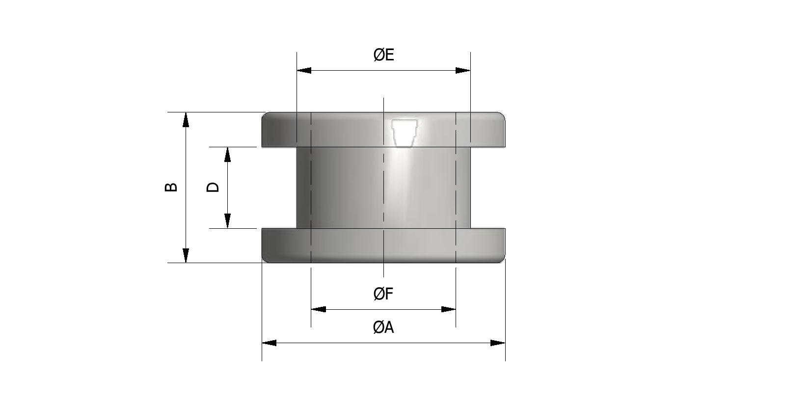 Technische tekening van Kabelring, rubber, Ø15 mm met referentienummer 245031