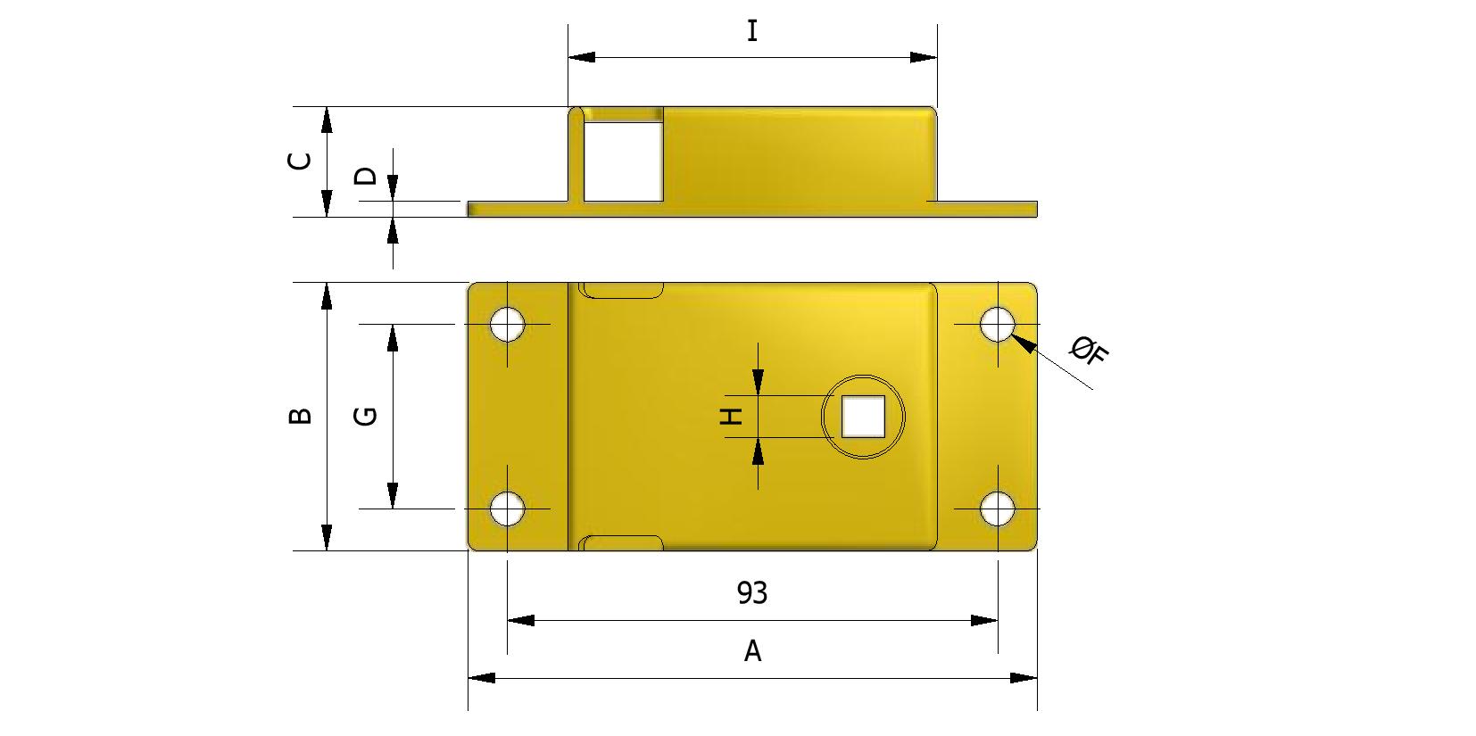 Dessin technique - Serrure pour porte coulissante avec numéro de référence 400060