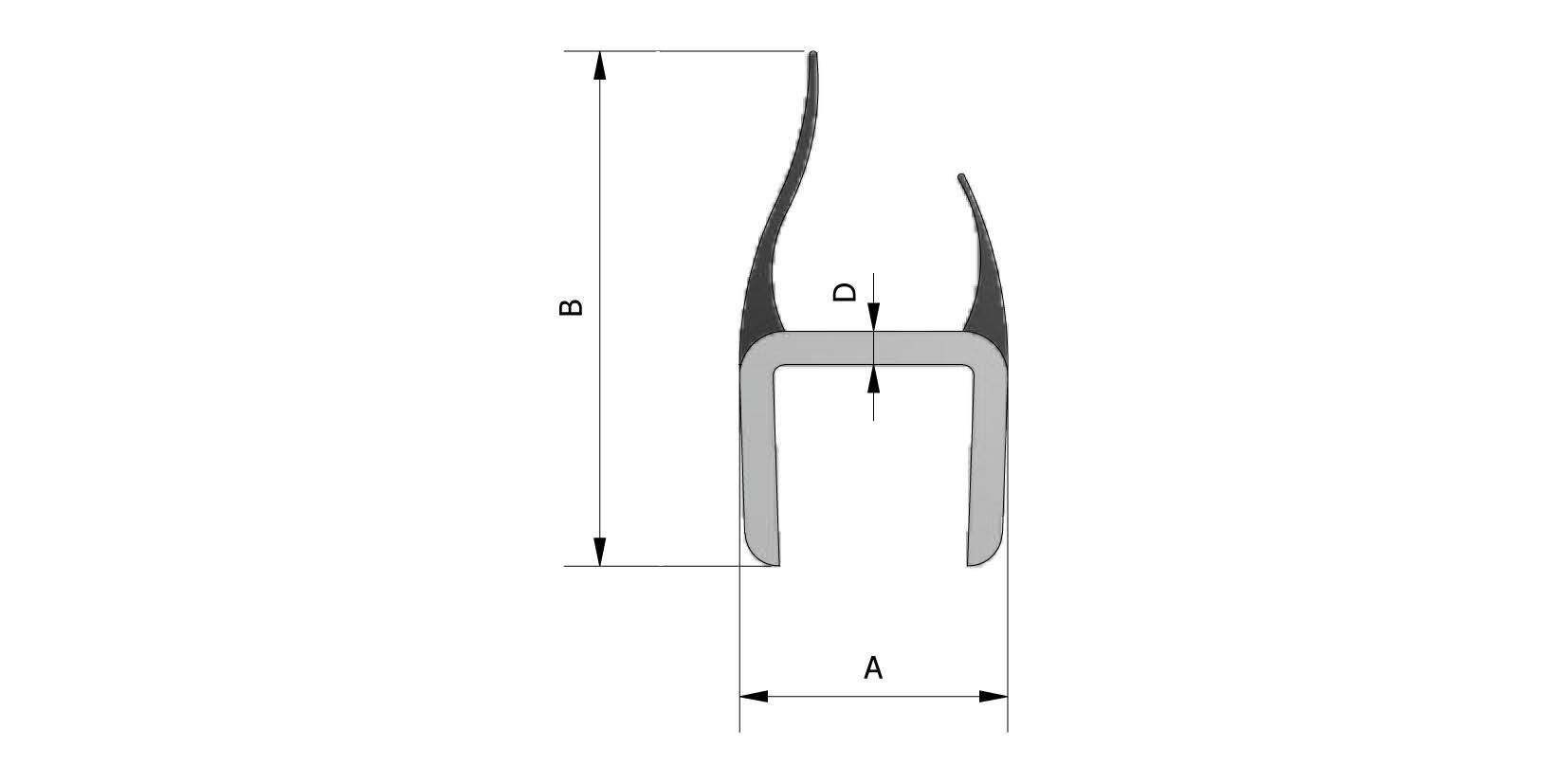 Technische tekening van Deurprofiel, zwart-grijs met referentienummer 220618