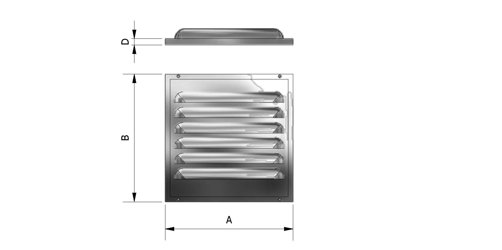 Technische Zeichnung von Lüftungsgitter, Aluminium mit Fliegengitter Mit Referenznummer 700515